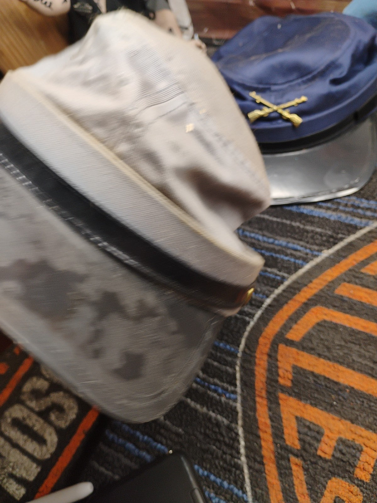 3 Vintage Civil War Replica Hats  Kepi Hat Gray/ Blue Cross Musket Hardware