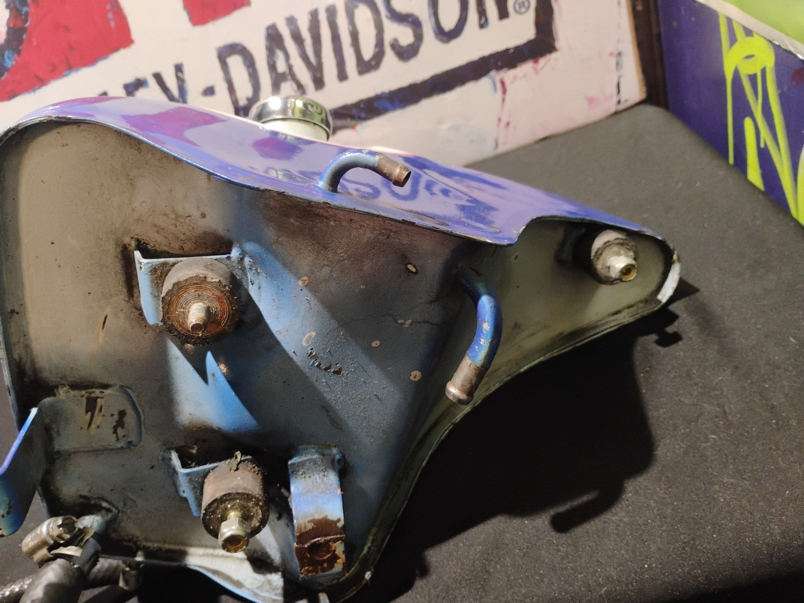Harley Davidson Sportster oil tank Custom Paint Red White Blue 