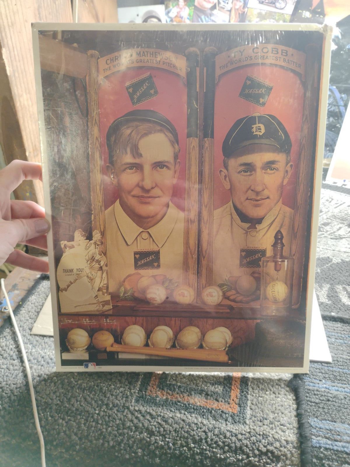 MLB Legends Vintage Poster Set of 3–Ty Cobb, Yankees, Christy Mathewson, Braves