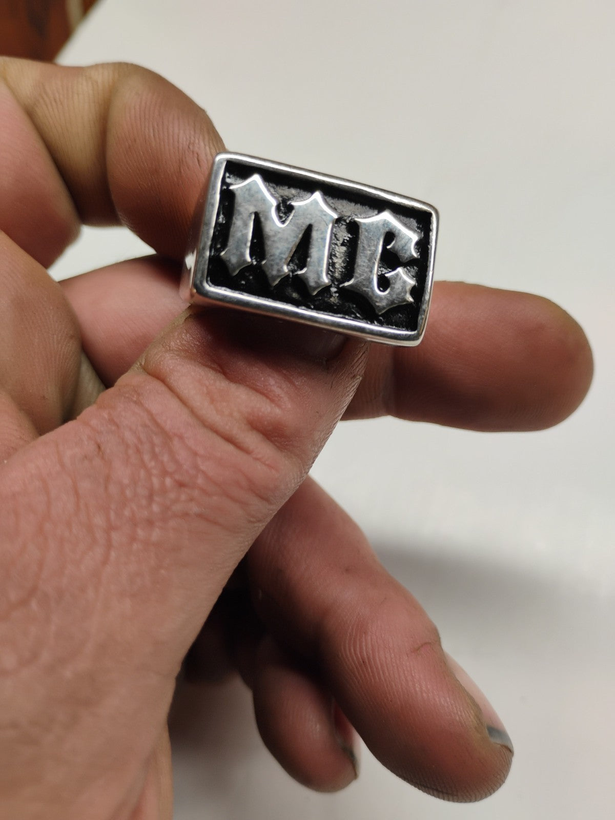 Men's Stainless Steel MC Motorcycle Biker Ring Size 9