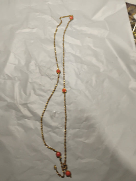 MONET CORAL & CLEAR PEACH COLORED 28in NECKLACE