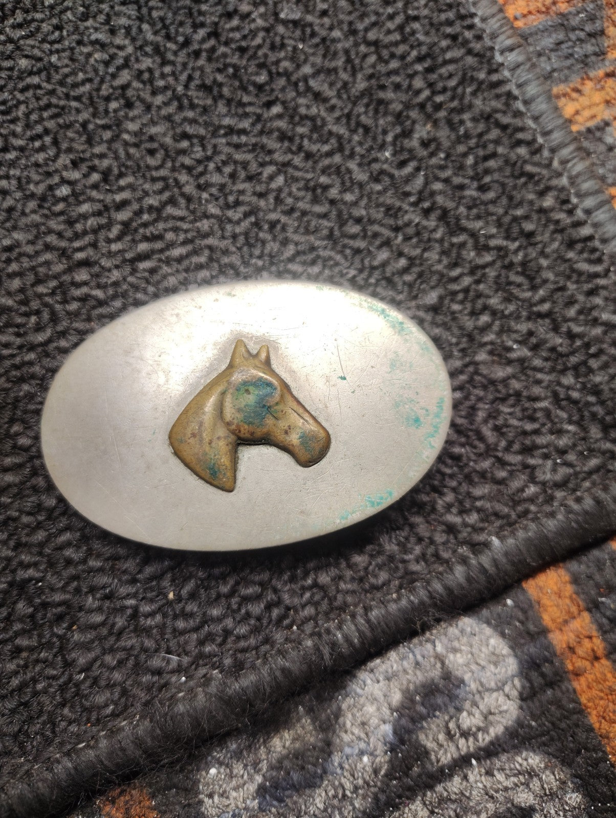 Vintage Nickel Silver Horse Head Belt Buckle Western Equestrian
