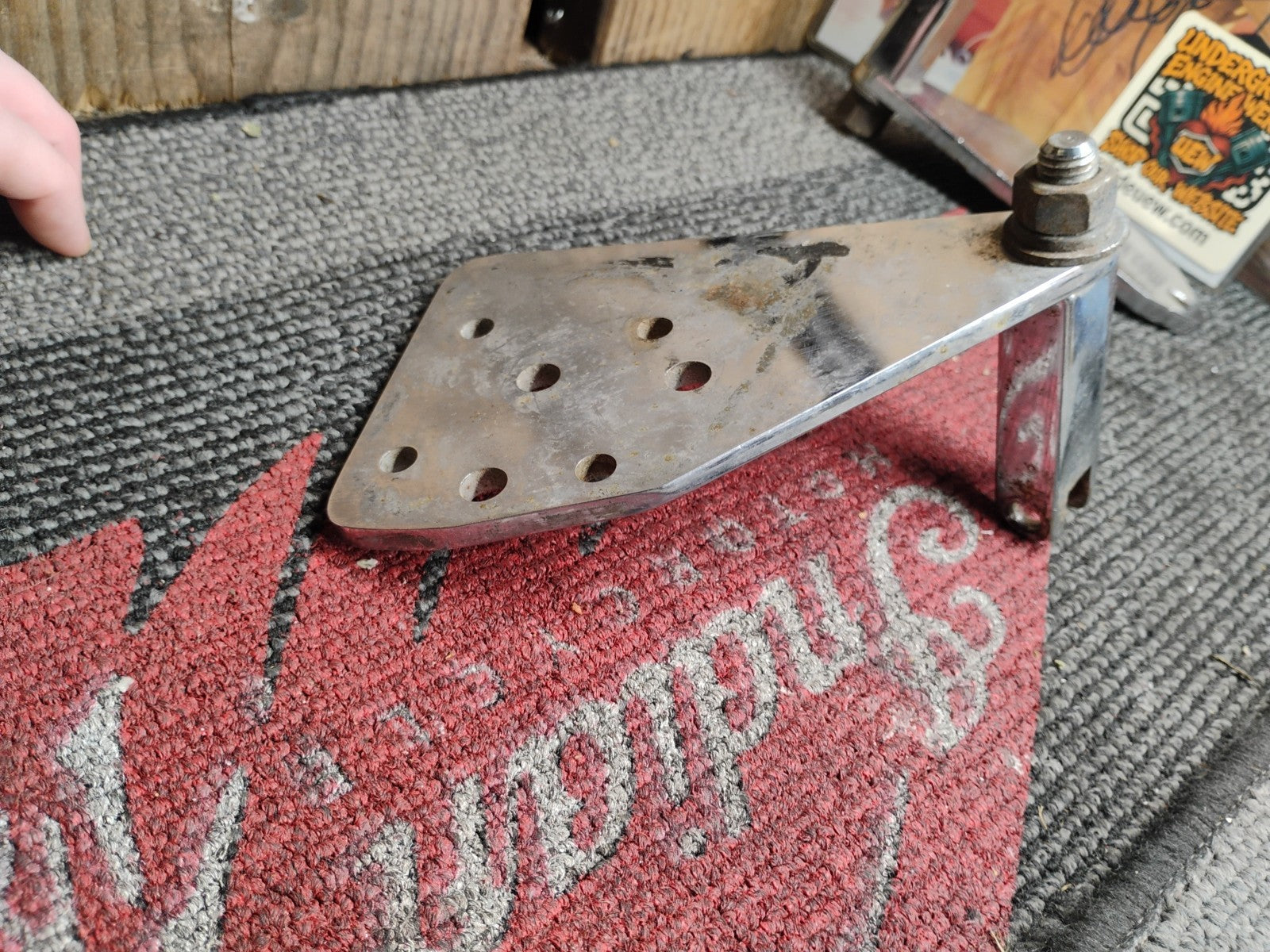 Harley Davidson Shovelhead Chrome Foot Control Bracket Solid Straight Used