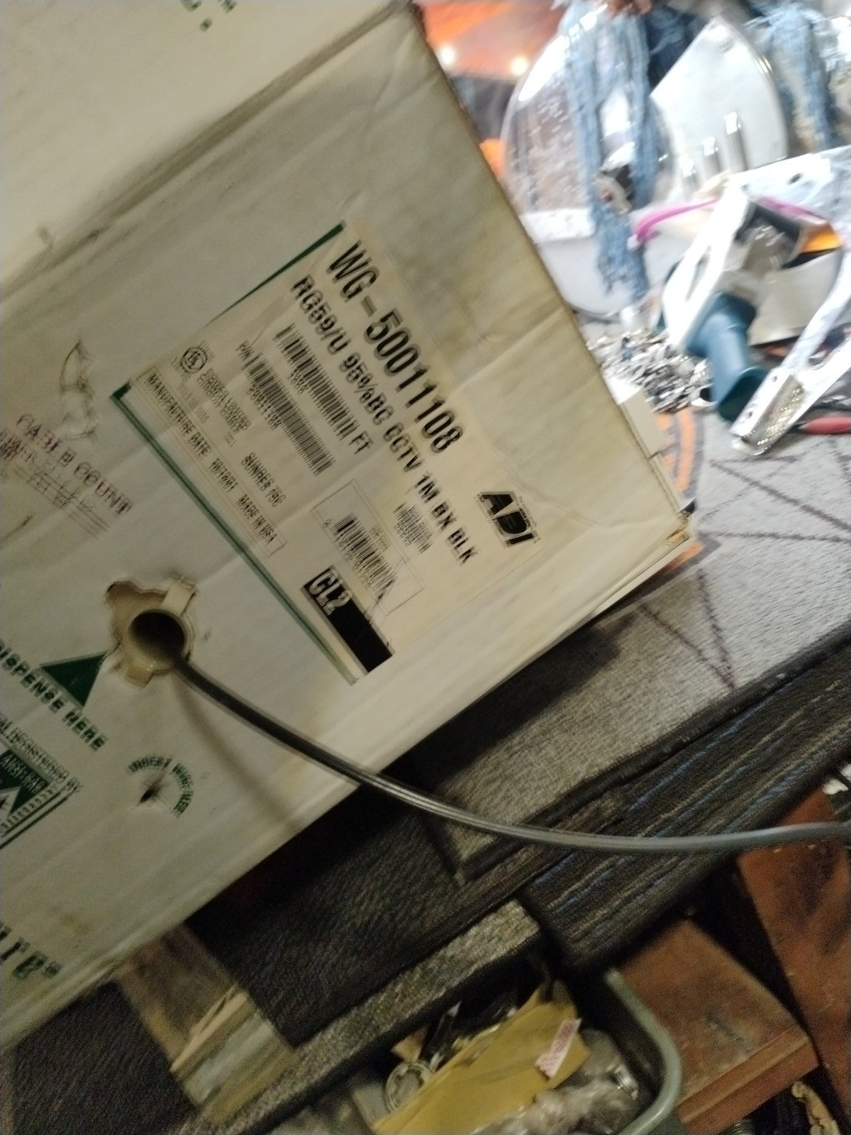 New Box, Genesis RG59/U 95%BC CCTV 100 foot white wire box general coaxial cable