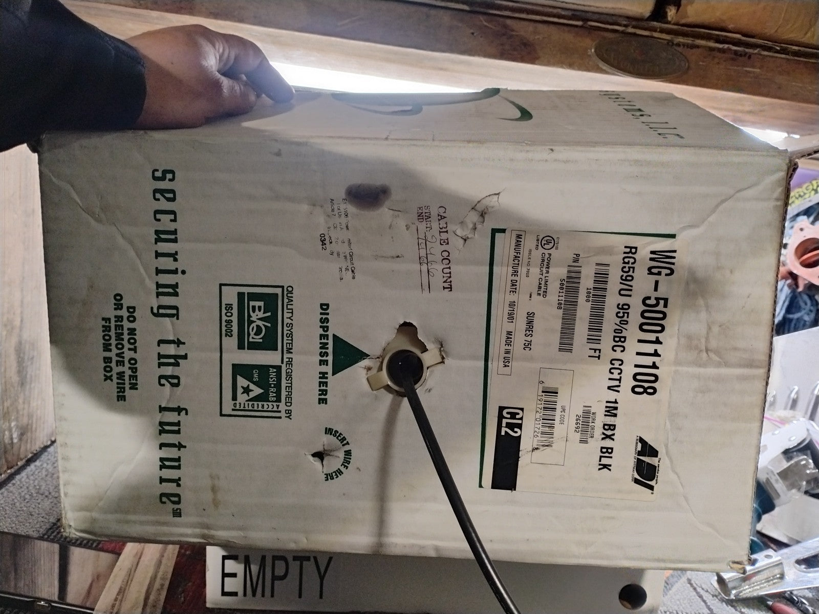 New Box, Genesis RG59/U 95%BC CCTV 100 foot white wire box general coaxial cable