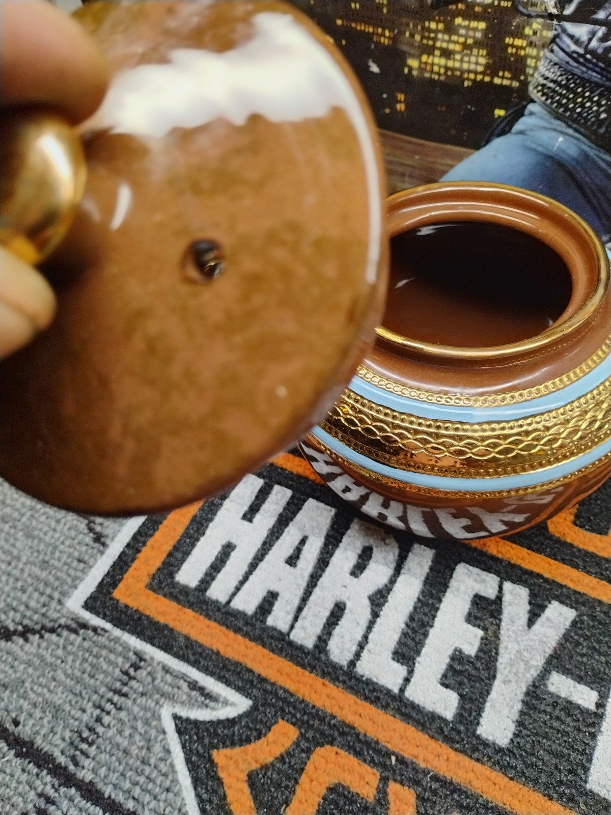 Vintage Sadler Gold & Brown Teapot made in Staffordshire England. No Chips 