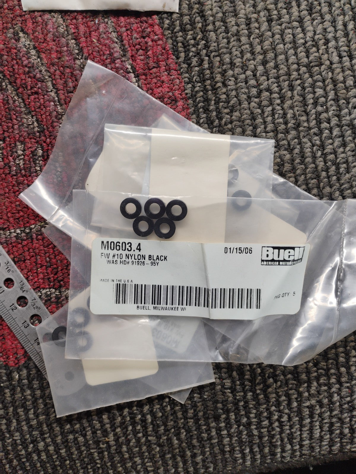Set of 3 Buell Harley-Davidson Genuine NOS Nylon Black Washers M0603.4
