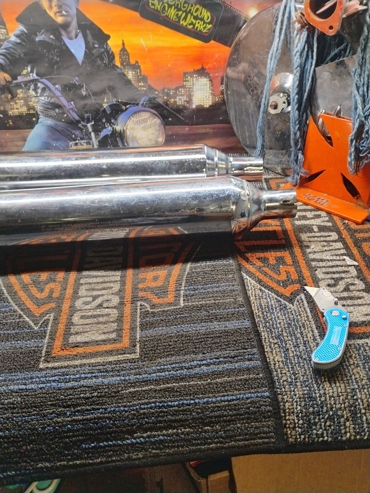 NEW TAKE OFF Road King HARLEY DAVIDSON Muffler Exhaust Pipe # 65546-98 65547-98