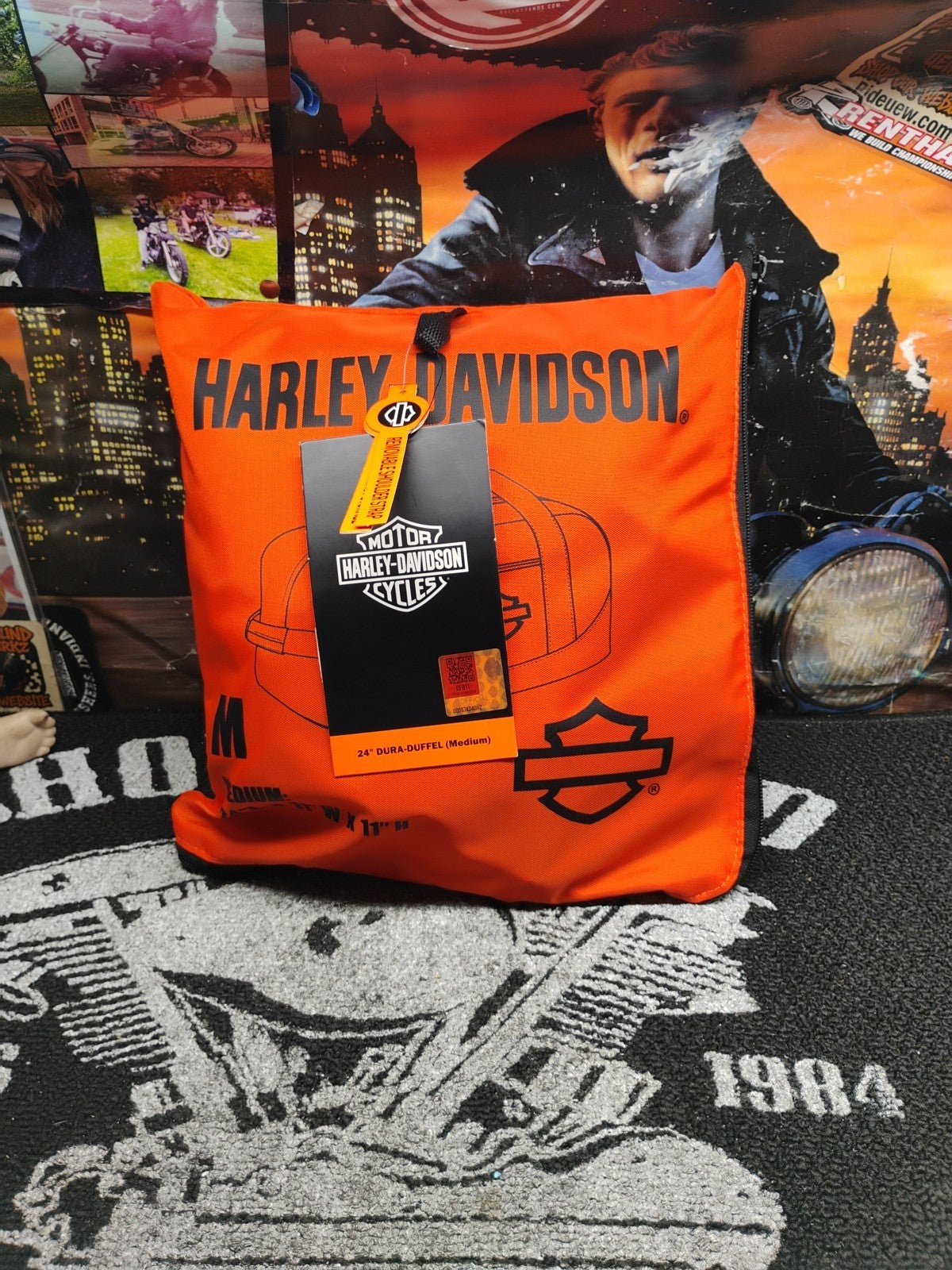 Harley Davidson Rugged High Density Nylon Dura-Duffel 24"  ORANGE NWT