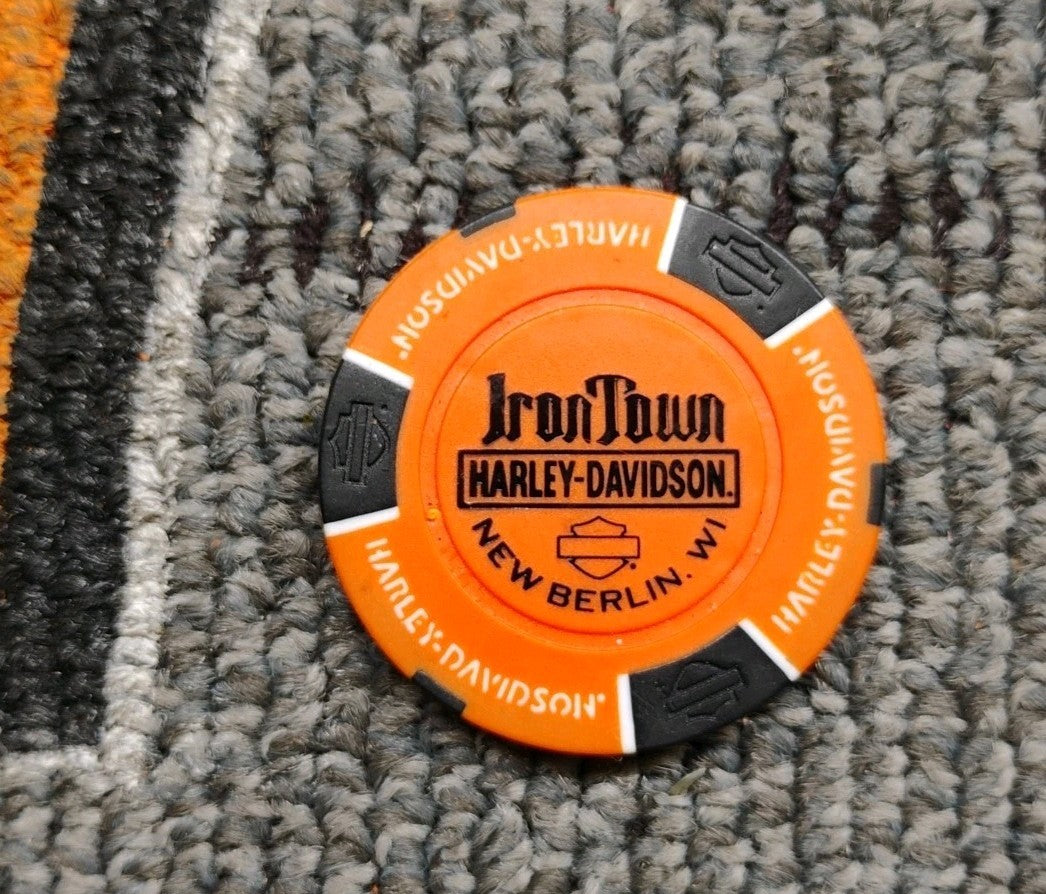 Harley Davidson Iron Town New Berlin, WI (Orange and Black)Poker Chip