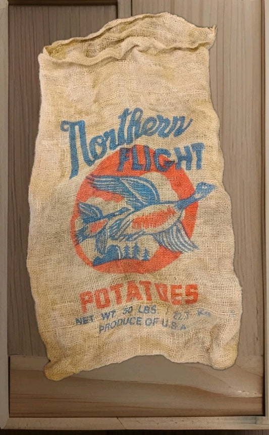 U.S.A. Potatoes Gunny Burlap Vintage Sack Northern Flight Potatoes 50 Lb 
