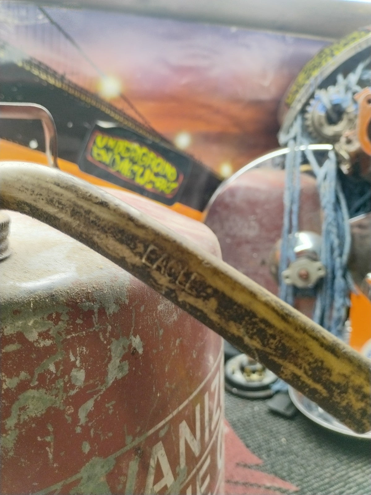 Vtg Eagle Galvonized Gasoline Can 5 Gallon Model SP 5 Red Metal With Spout 