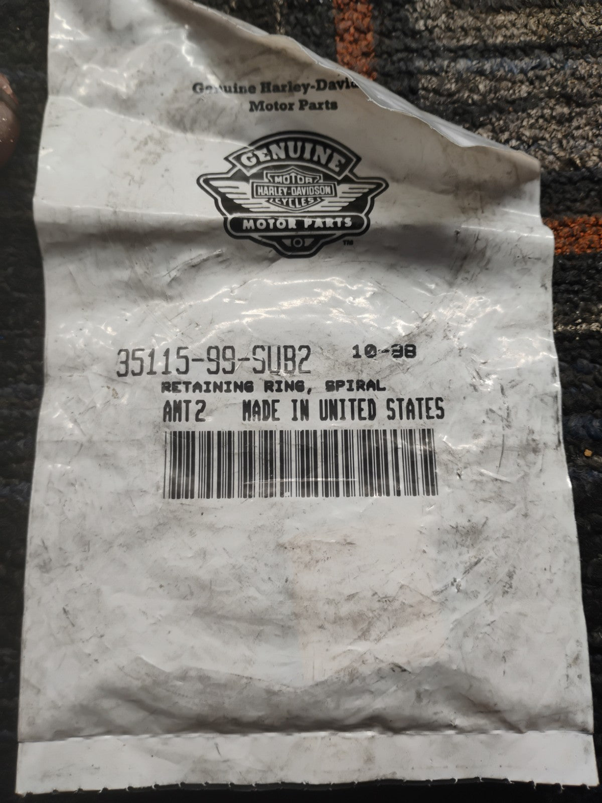 Harley-Davidson OEM Spiral Retaining Ring 35115-99-SUB2 NOS