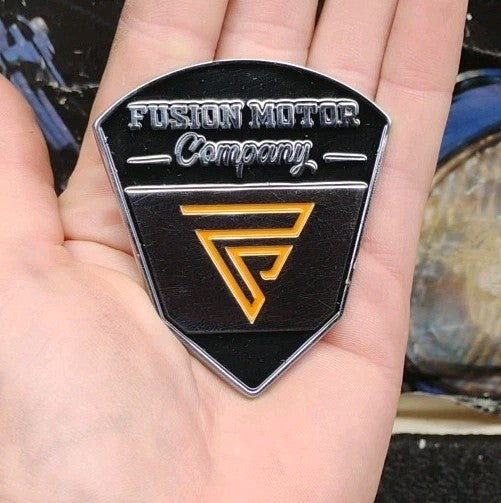 Fusion Motor Company Luxury Adhesive Emblem Badge Black Shield Logo 3M Backed
