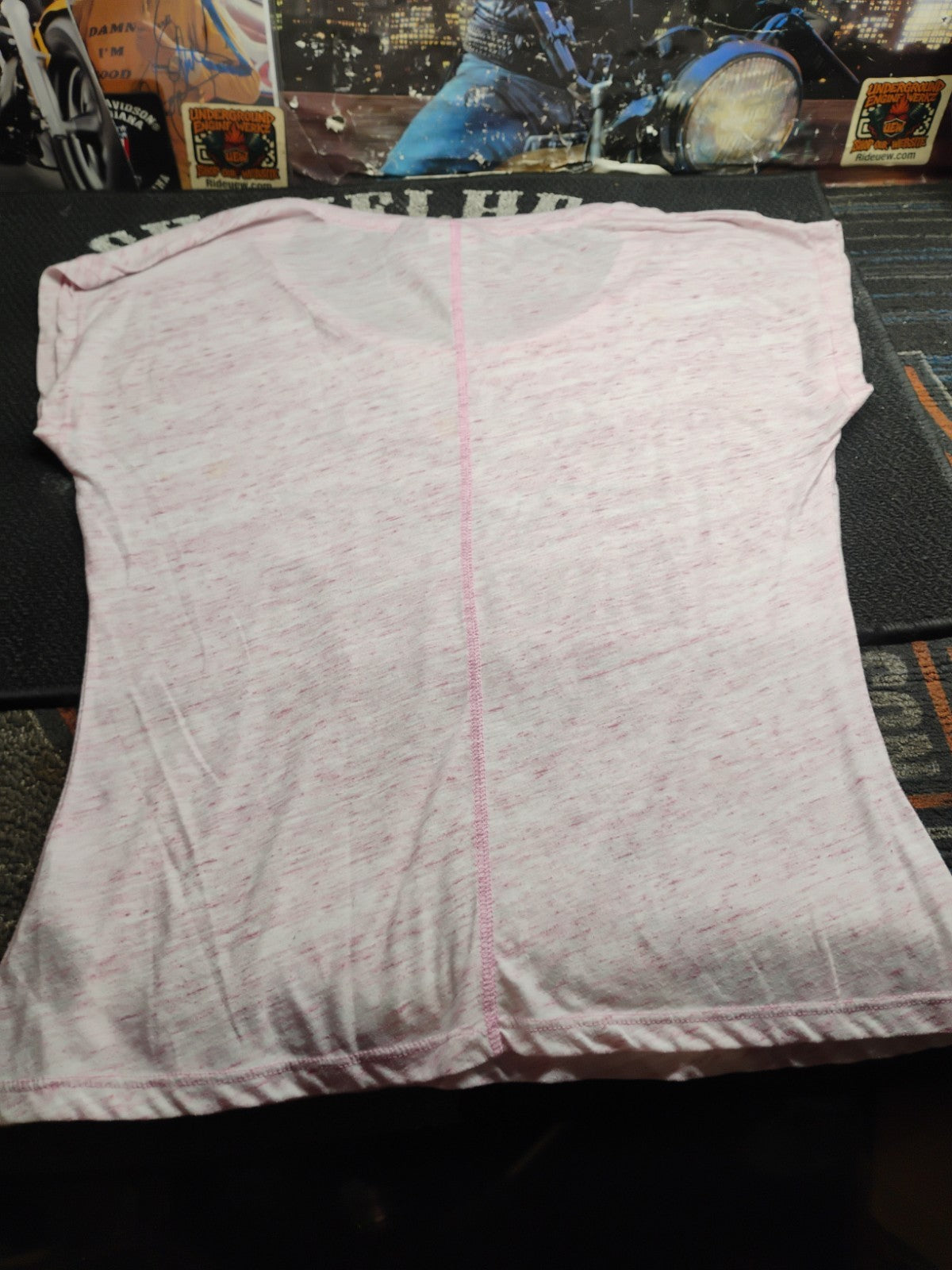 Harley-Davidson Women's Medium Pink Marled Dolman Sleeve T-Shirt Graphic Tee