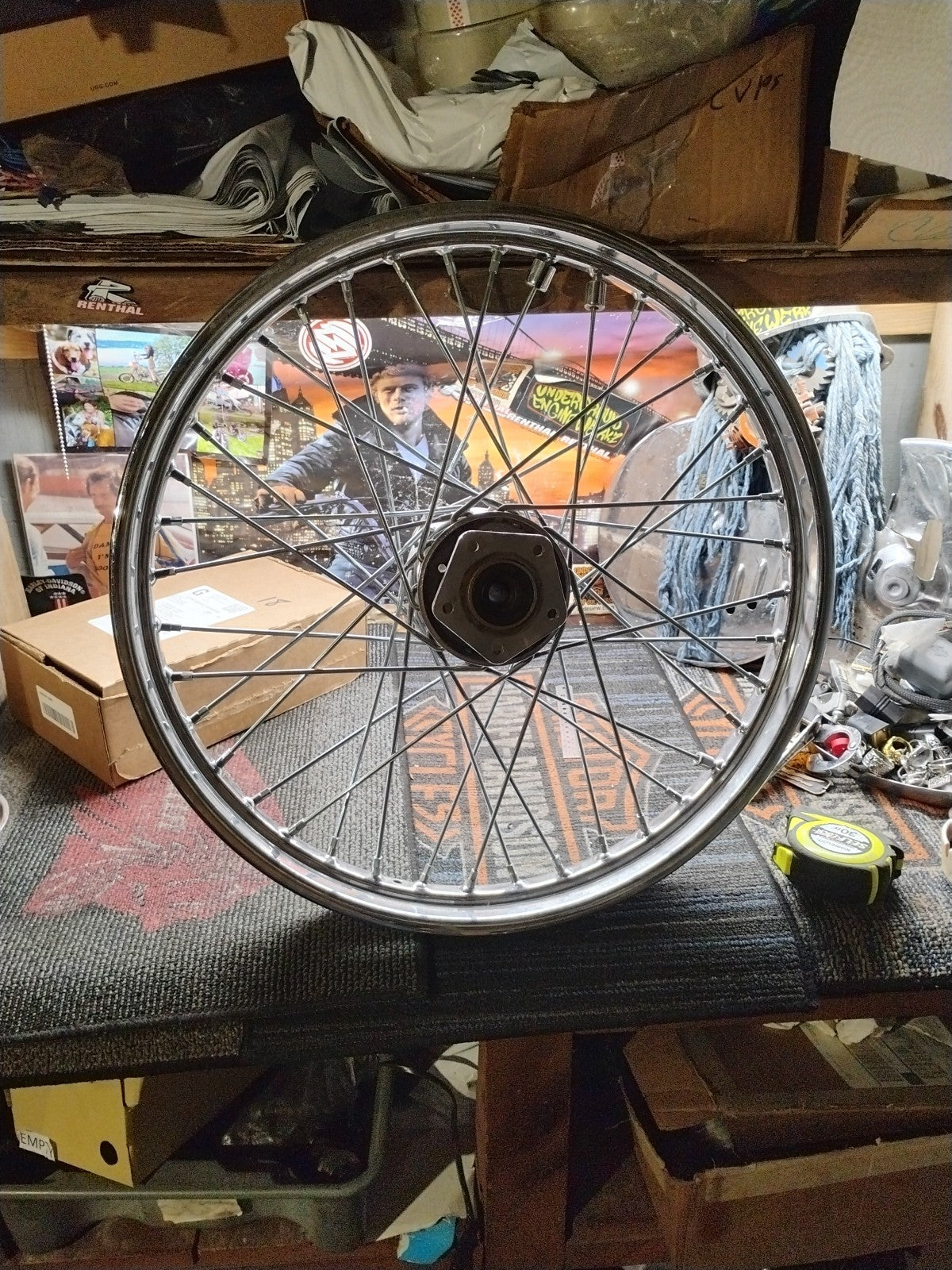 Harley-davidson OEM 21×2.15"Chrome Drop Center Wheel Front Rim STRAIGHT 40 Hole