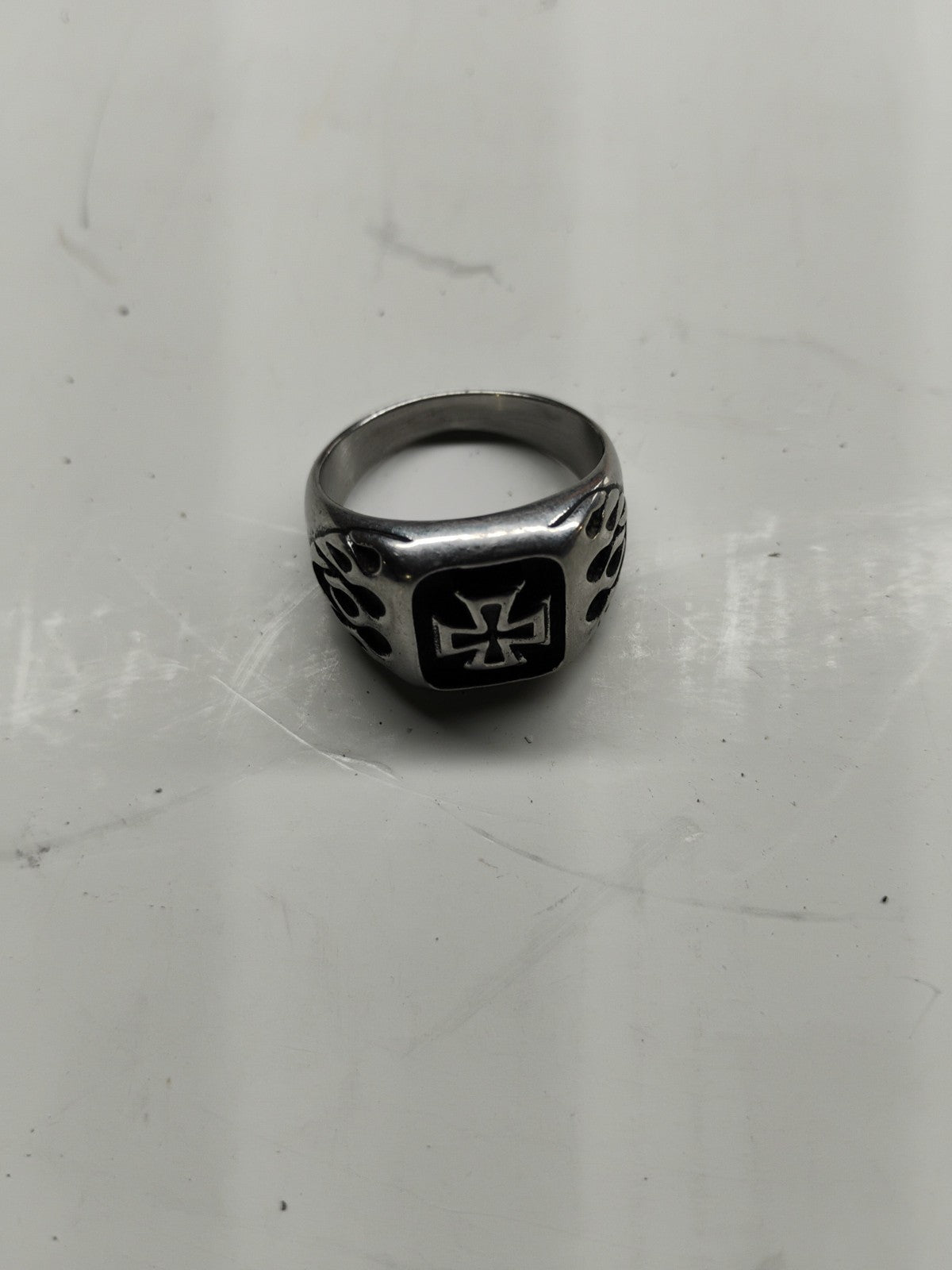 Mens Biker Ring Iron Cross 316 Stainless Steel Heavyweight Sz 9