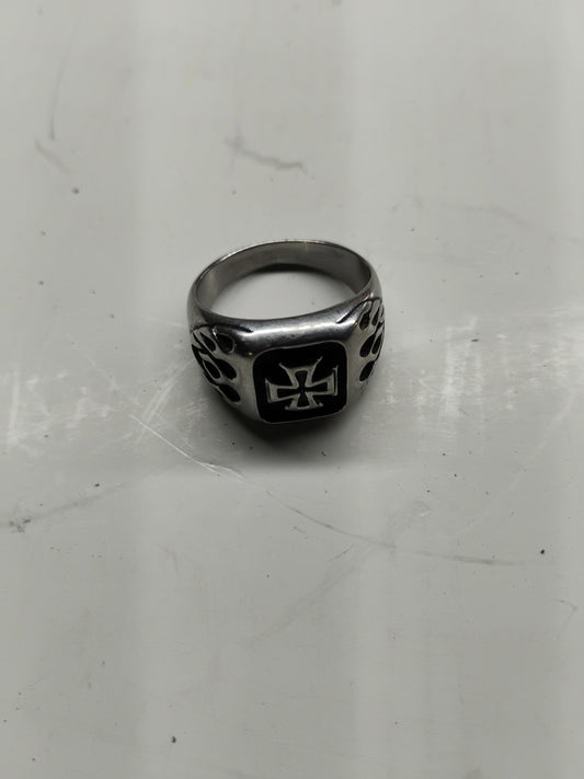 Mens Biker Ring Iron Cross 316 Stainless Steel Heavyweight Sz 9