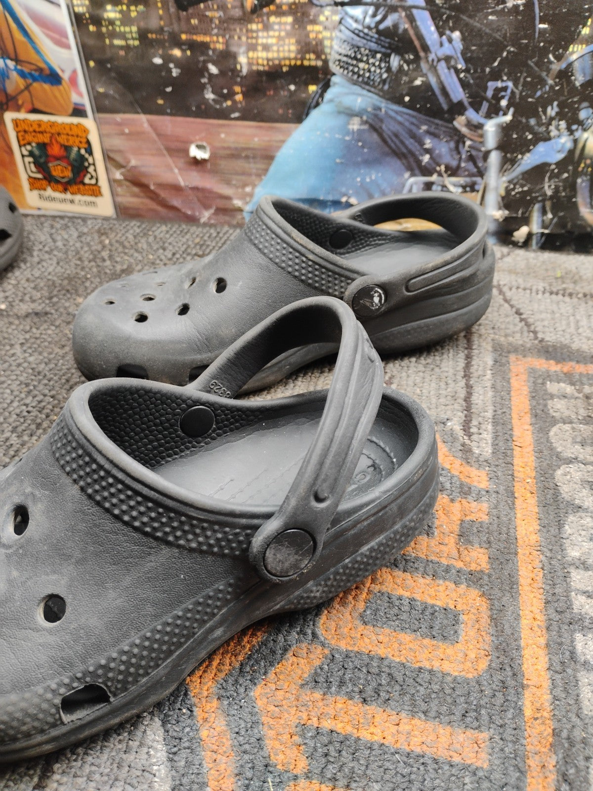Crocs Classic Clogs Size C13 Black slip on with straps childrens