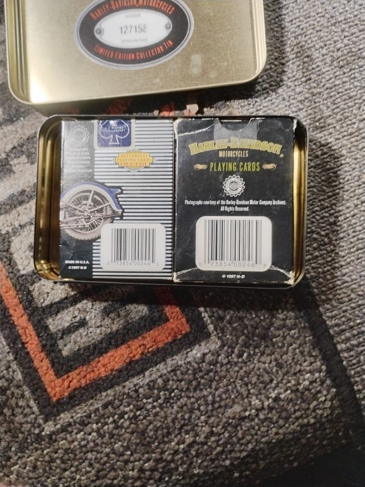 Harley Davidson Motorcycles 1997 Limited Edition Numbered Playing Cards w/Tin