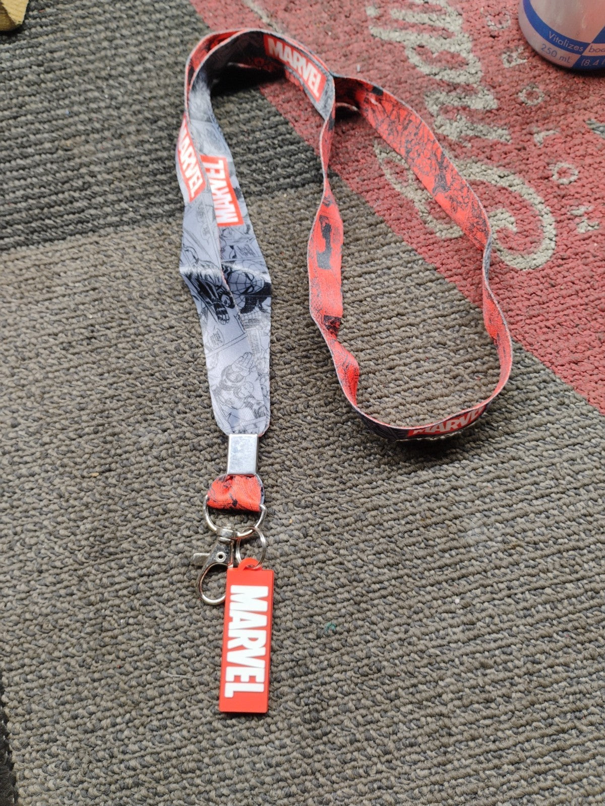 Marvel Lanyard  And 2" Rubber Charm Pendant With Raised Script
