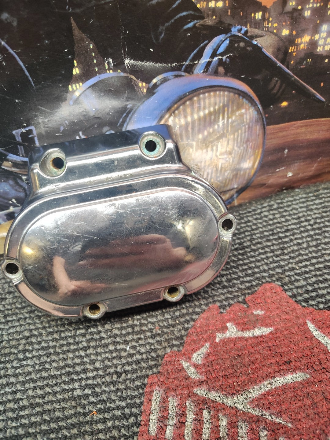 HARLEY DAVIDSON TRANSMISSION COVER CHROME Clutch Ramp & Dipstick 37082-99