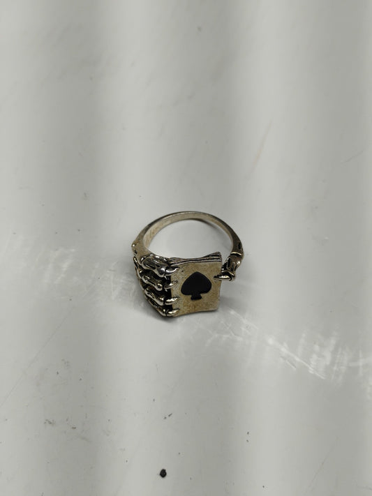 SKULL Hand Lucky Poker Winner King TheBikerMetal Silver Ring for Harley TR134