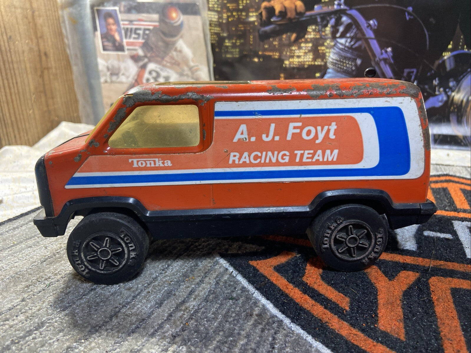 Vintage 1980’s Tonka A.J Foyt Racing Team Van Steel Pressed Steel Vehicle