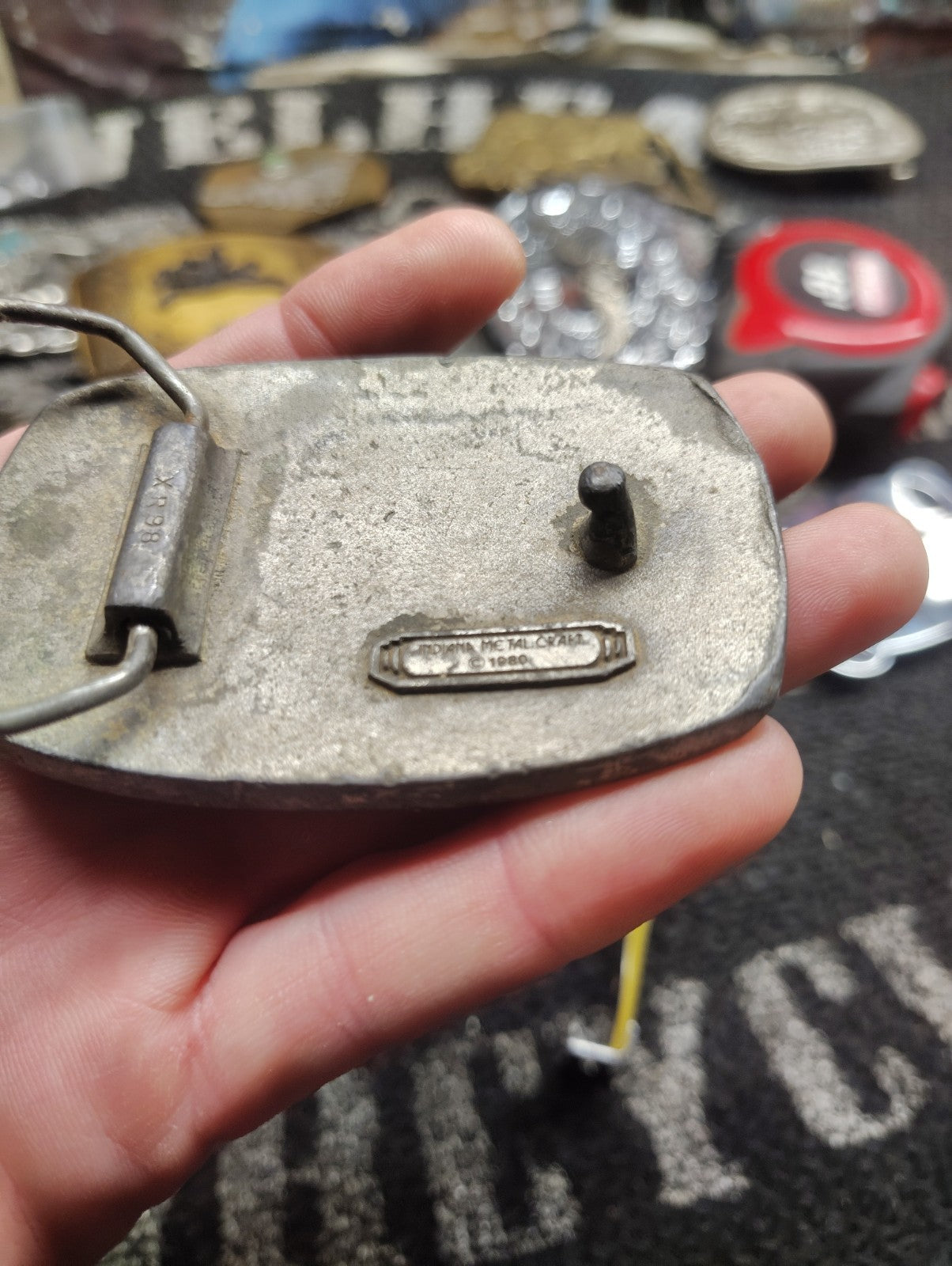 Vintage Indiana Metal Craft Revolver Gun Belt Buckle Nobody Ever Raped A .38