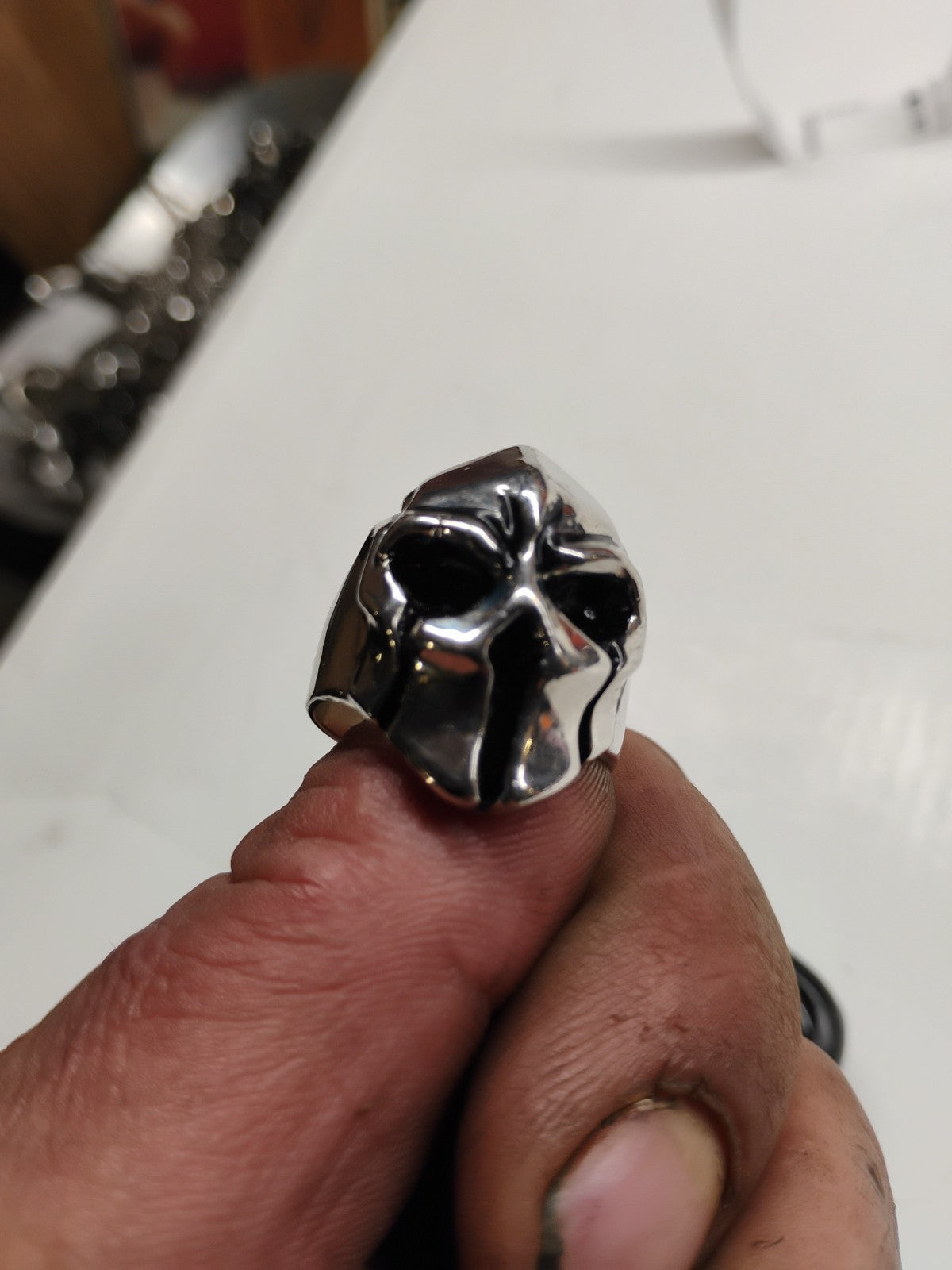 Mens Biker Gladiator Skull Spartan Helmet Ring Stainless Steel Size 9 Gift
