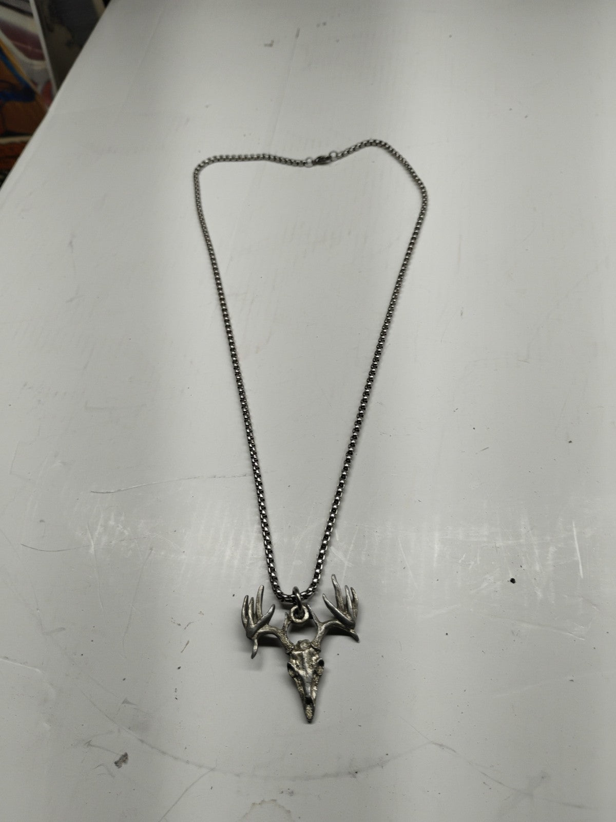 Buck Skull Deer Harris Fine Pewter Pendant USA Made