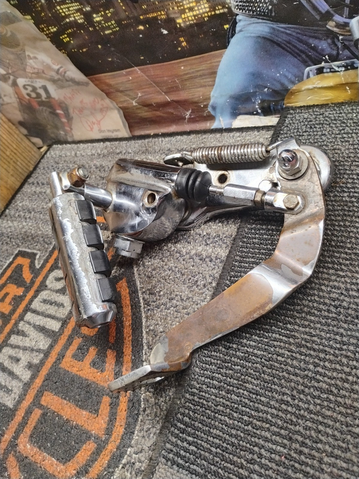   Harley Davidson Chrome Master Cylinder Brake Lever With Foot Pedal