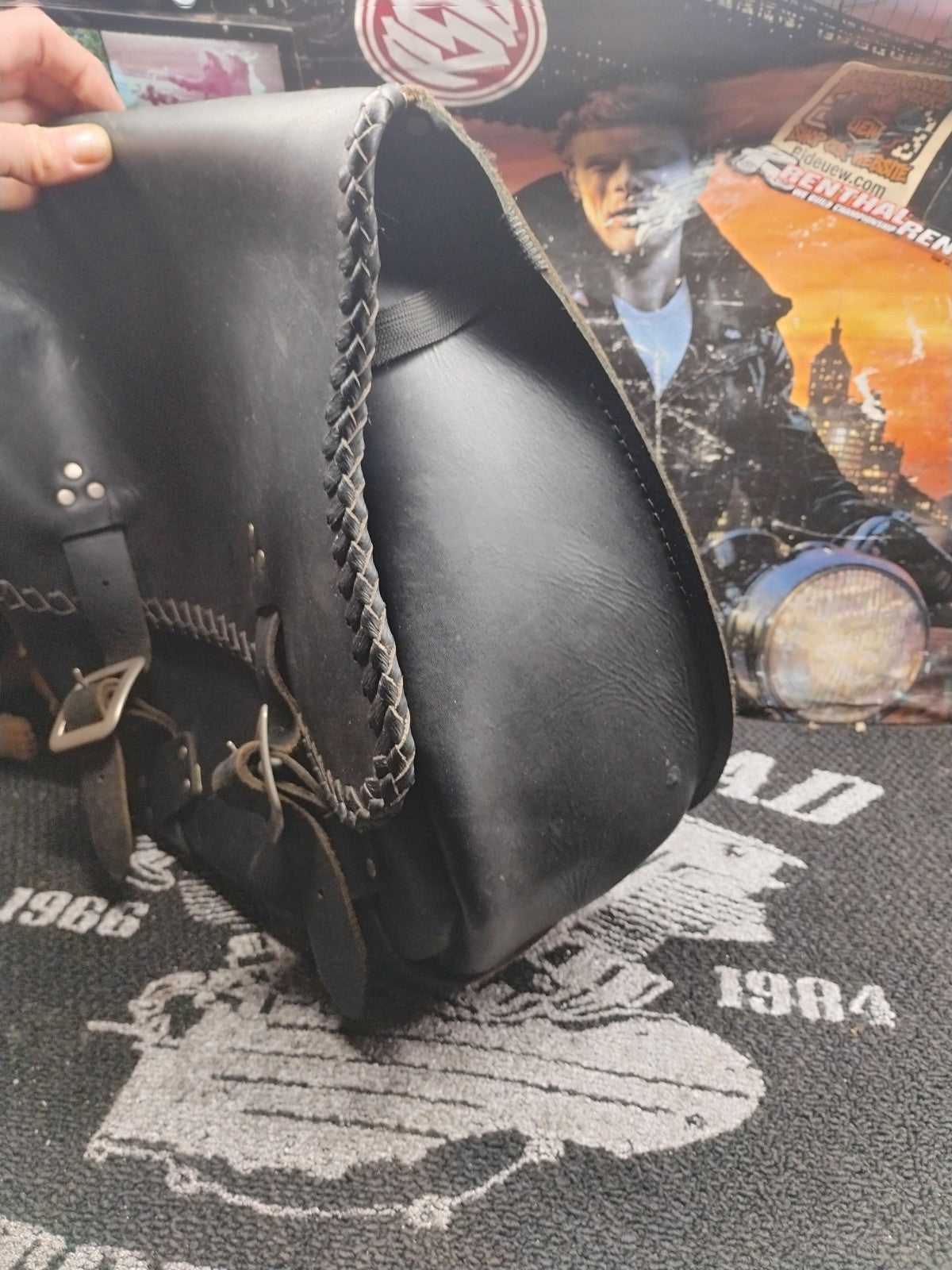 Motorcycle seat bags Saddle Bag Leather Left& Right With Cup Holders