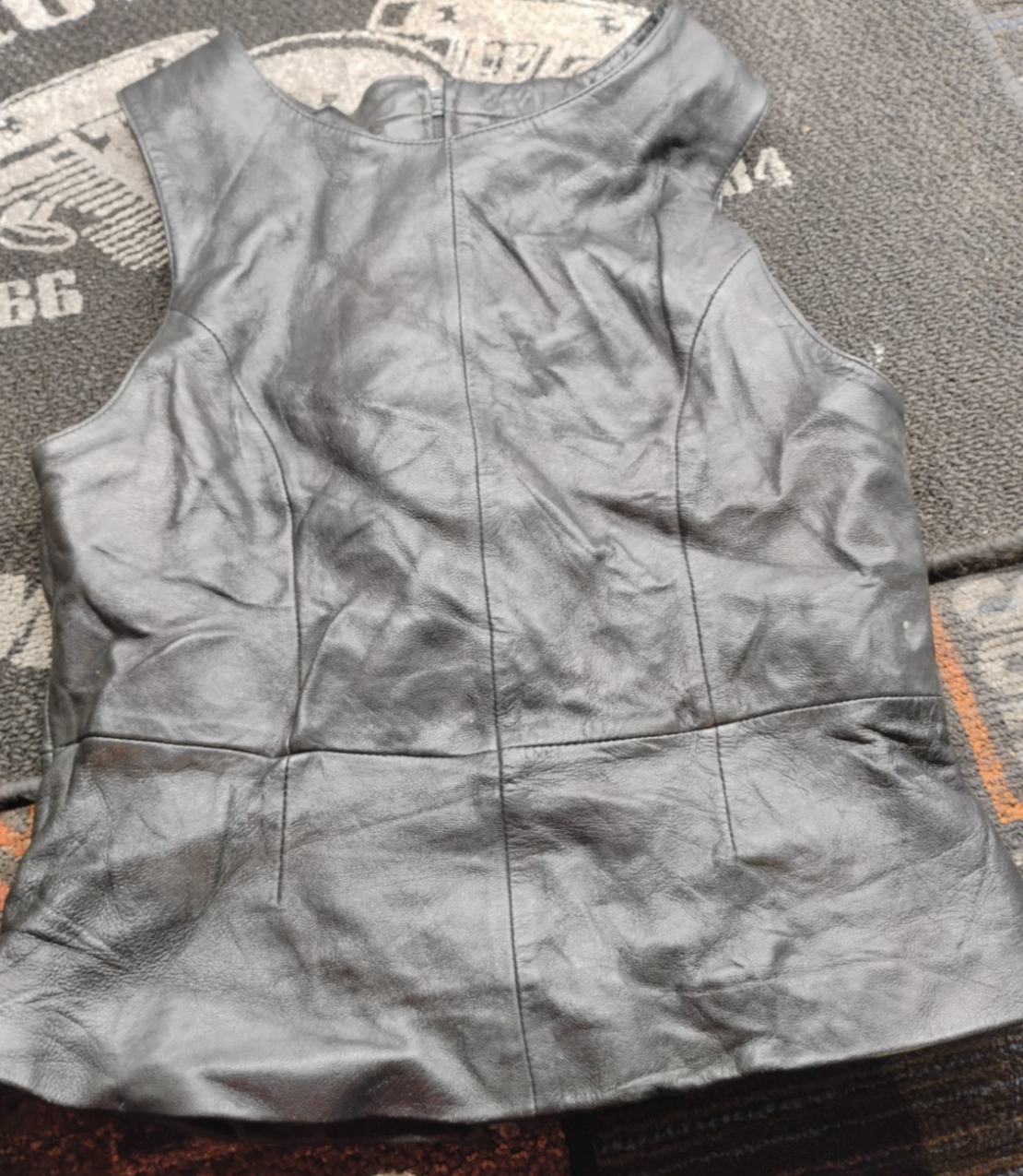 Vintage Pelle Studio Wilsons Black Leather Motorcycle Vest Women's S/M