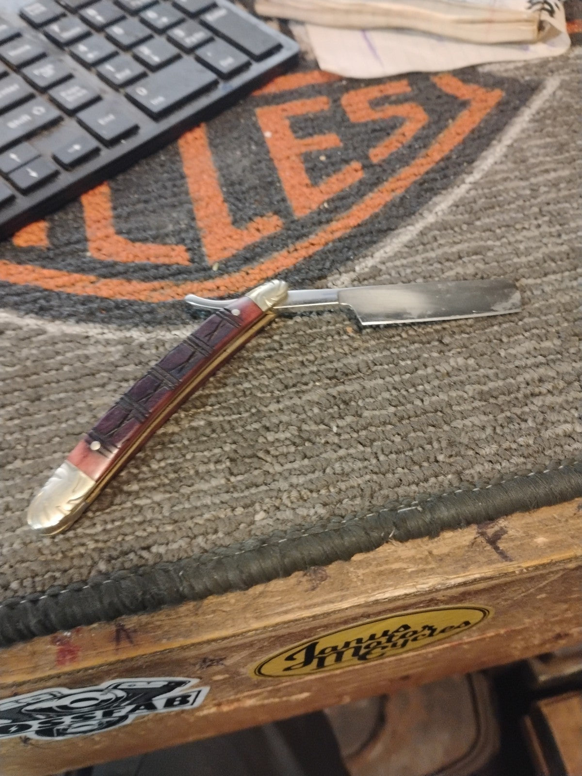 Ocoee River Custom Straight Razor Turtle Bone Folding Pocket Knife 148T NEW