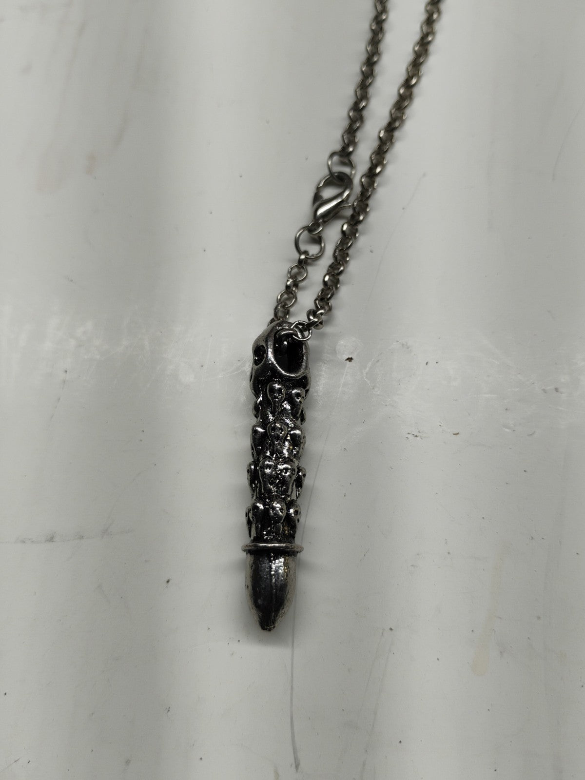 Cool Mens Boys Stainless Steel Biker Punk Skull Bullet Pendant Necklace