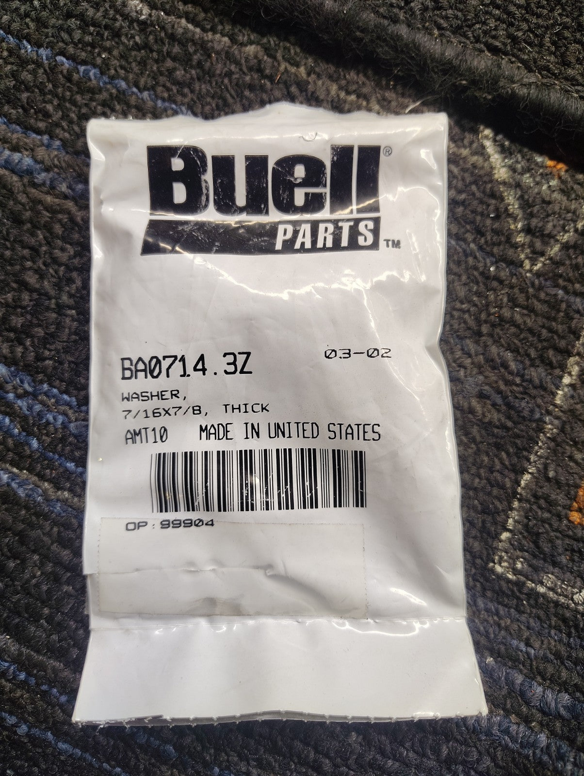 NOS OEM Buell Washer 7/16 x 7/8 Thick BA0714.3Z Genuine Factory Hardware