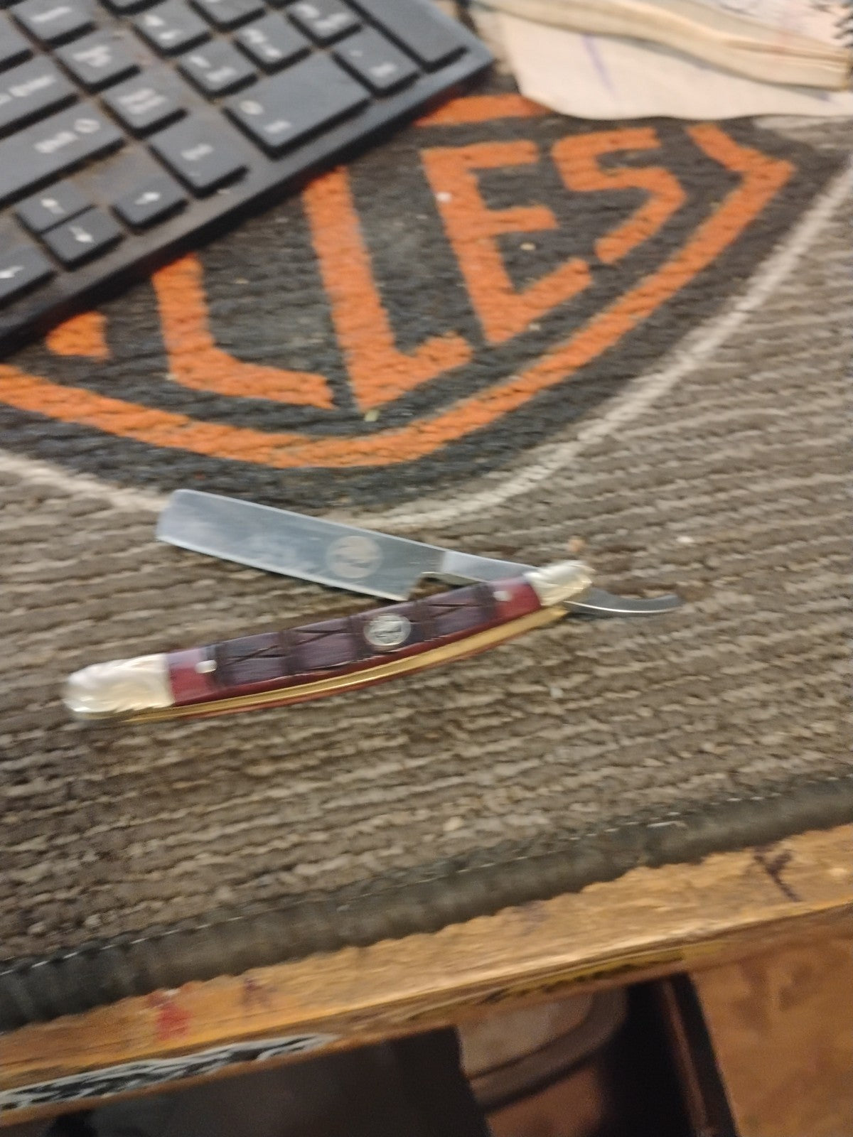 Ocoee River Custom Straight Razor Turtle Bone Folding Pocket Knife 148T NEW