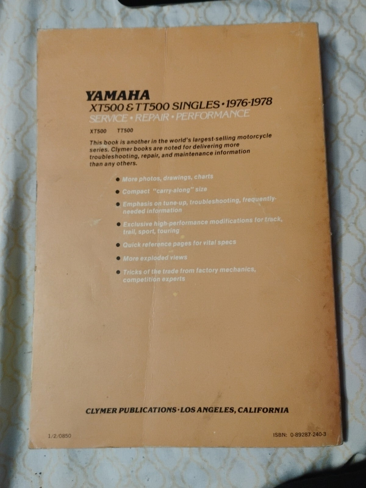 Clymer Yamaha XT500 TT500  1976-1978 Softcover Owned By Nat Champ #31Dan Ingram 