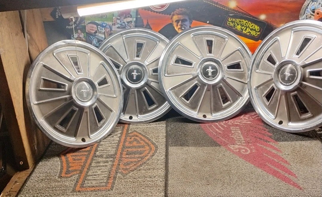 Set (4) OEM 1966 14" Ford Mustang Stainless Wheel Covers Hubcaps & Rat Rod  997