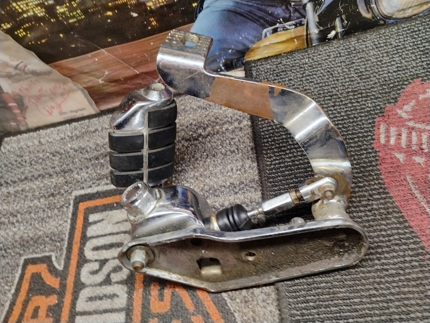   Harley Davidson Chrome Master Cylinder Brake Lever With Foot Pedal