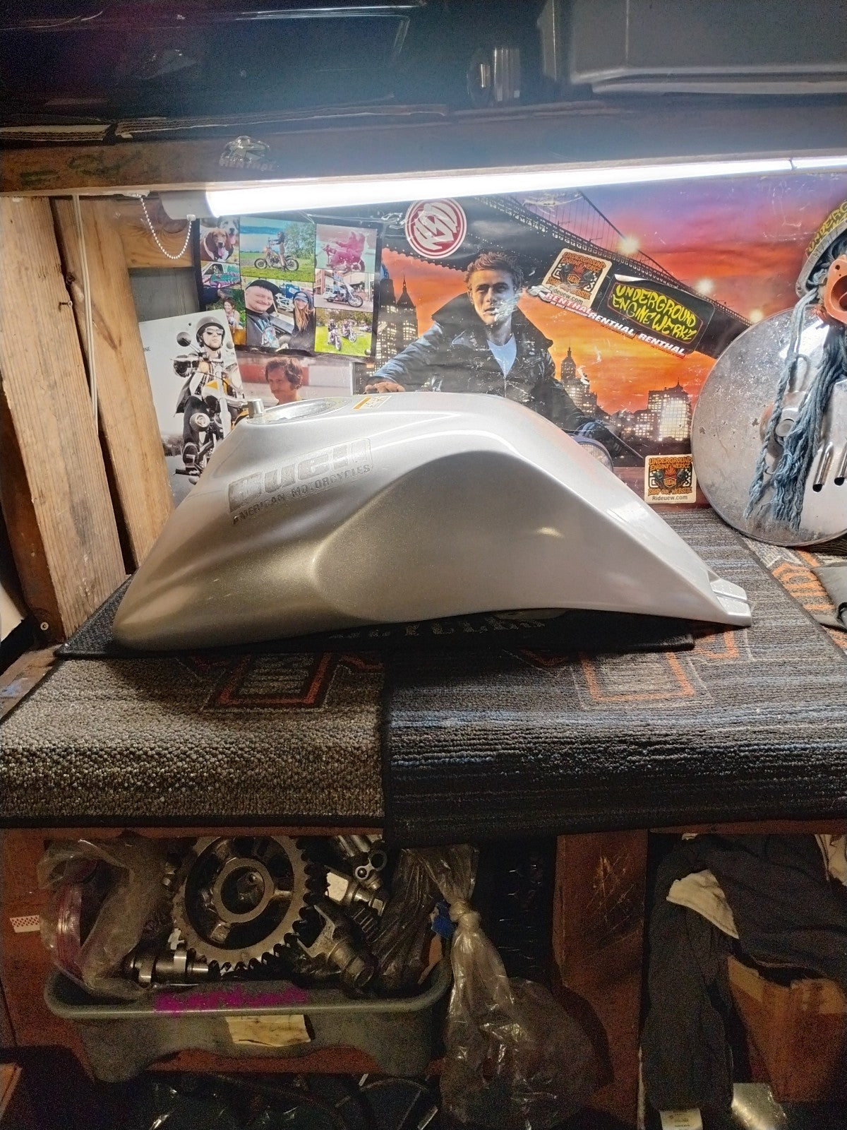 2002 Buell M2 Cyclone Silver Manta Ray Gas Fuel Tank OEM