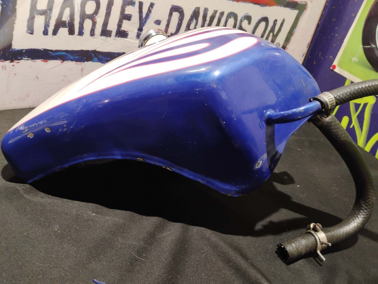 Harley Davidson Sportster oil tank Custom Paint Red White Blue 