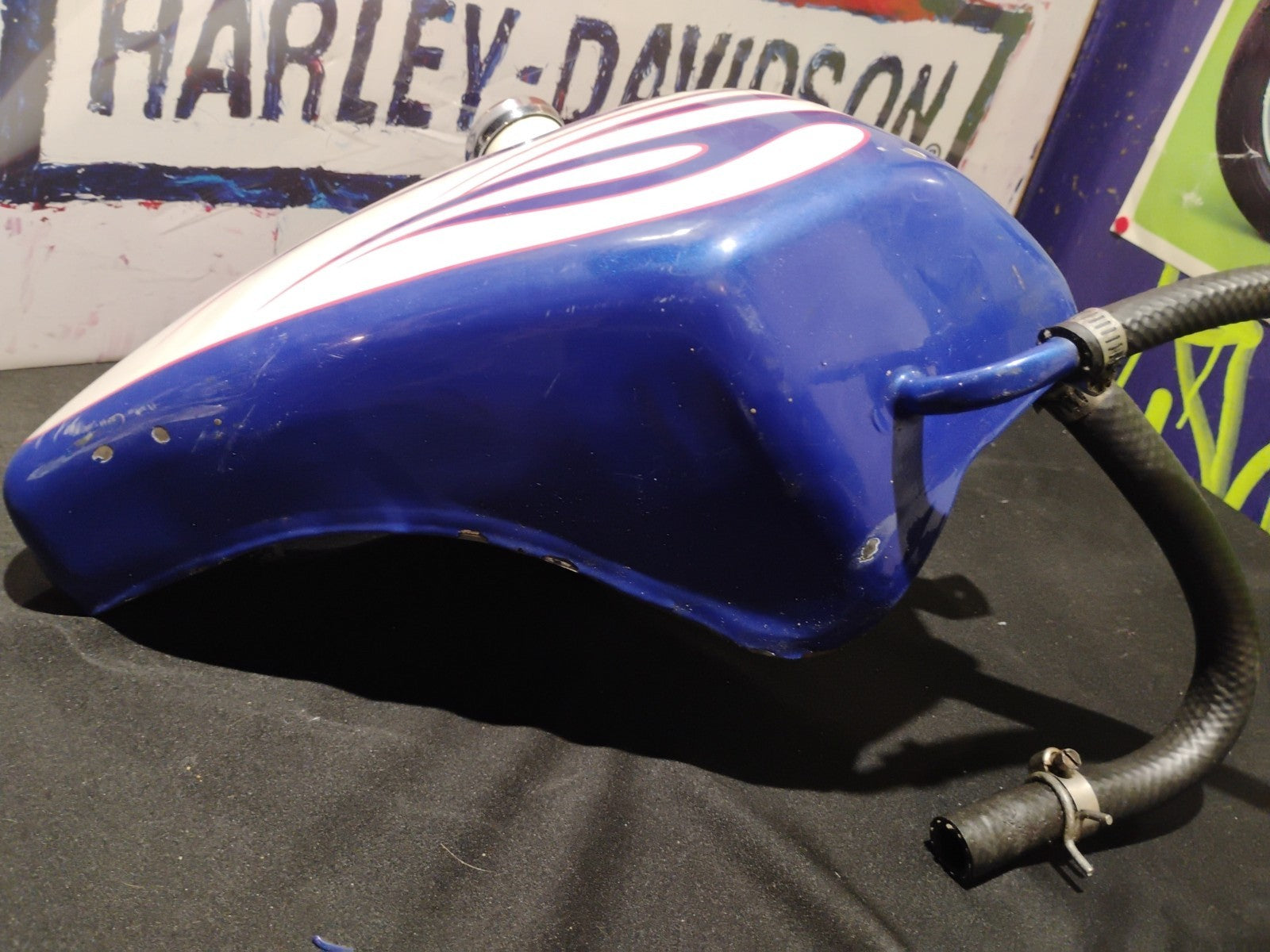 Harley Davidson Sportster oil tank Custom Paint Red White Blue 