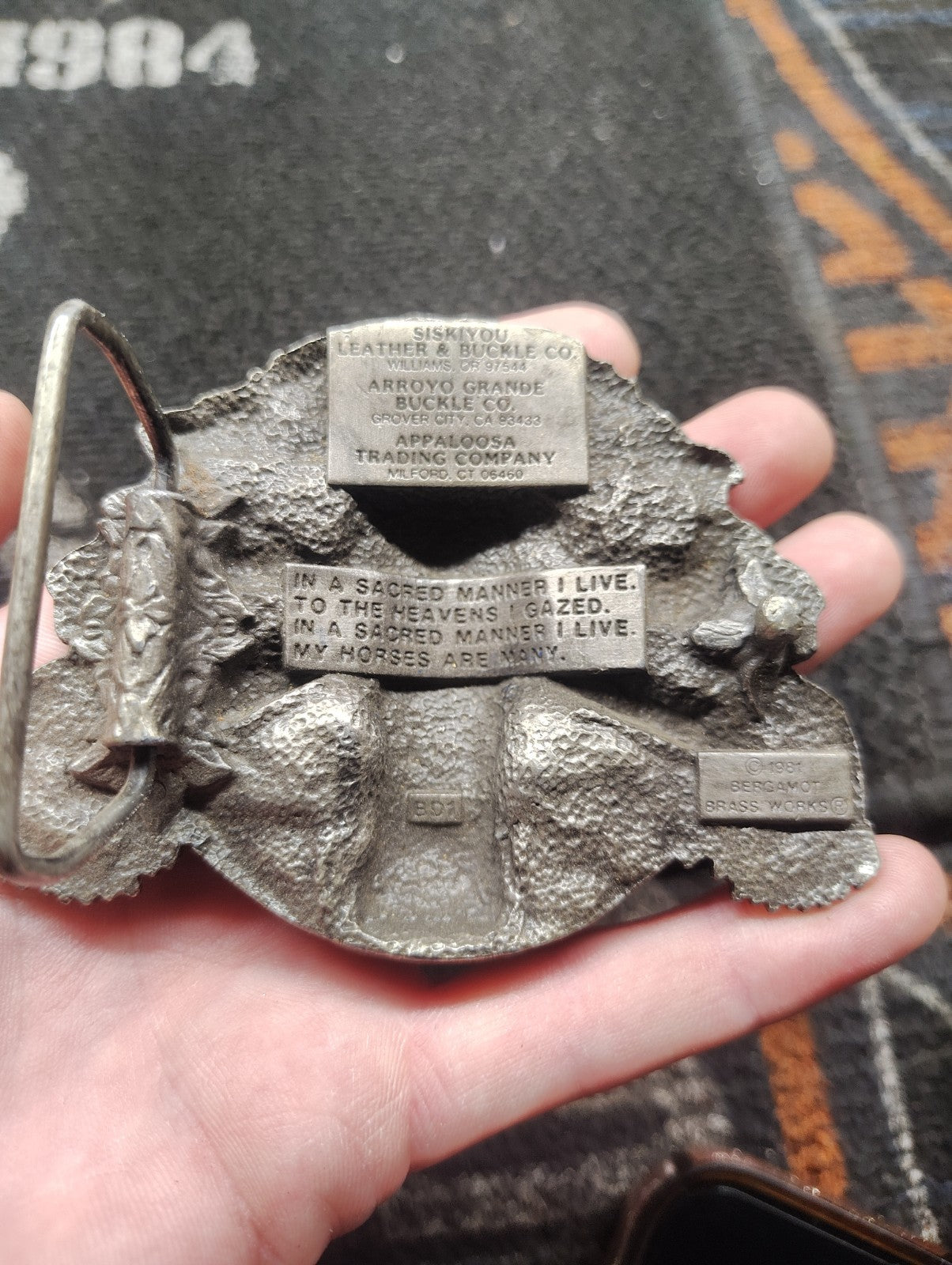 Siskiyou Native Chief Pewter Belt Buckle BD1 1981 Bergamot Brass Works