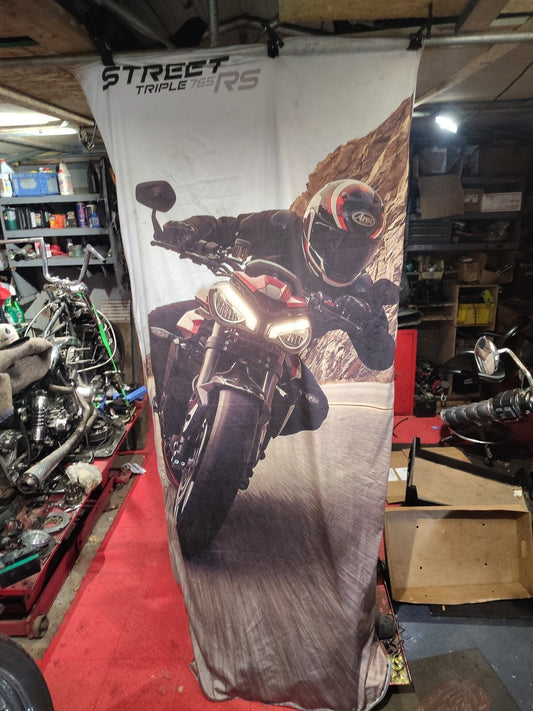 8 Ft Tall Triumph Street Triple 765 RS Flag Banner Advertisement