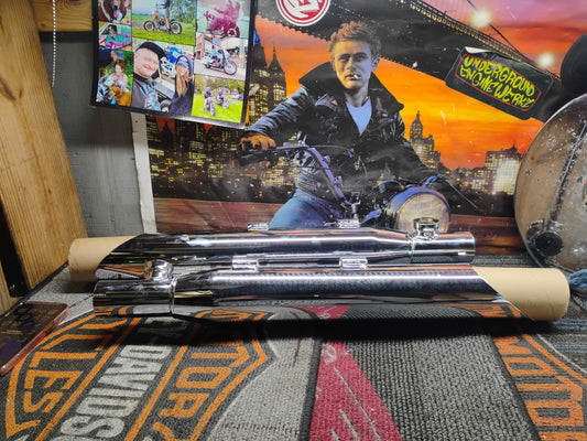 HARLEY DAVIDSON CYCLE SHACK Slip On Muffler Set, Chrome New Never Used