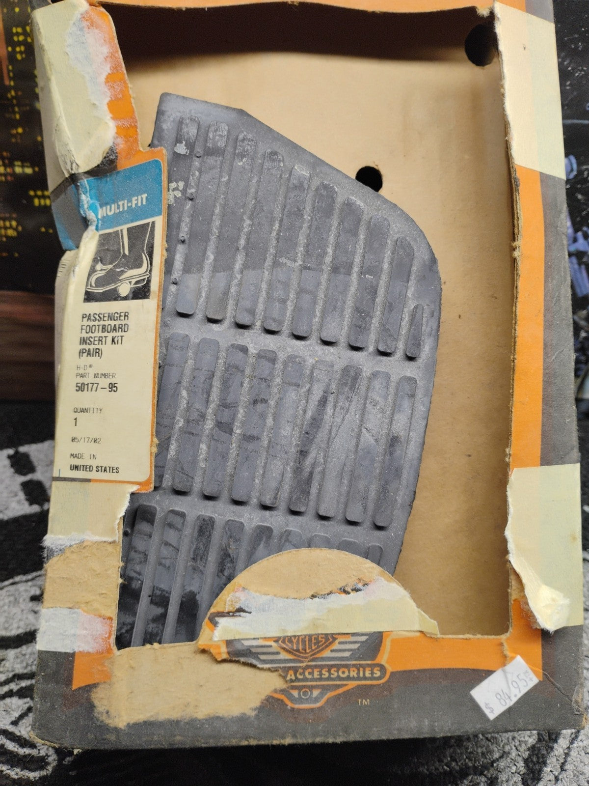 NOS Harley FL 1986-Up Passenger Footboard Kit OEM 50177-95 Rubber Insert Set