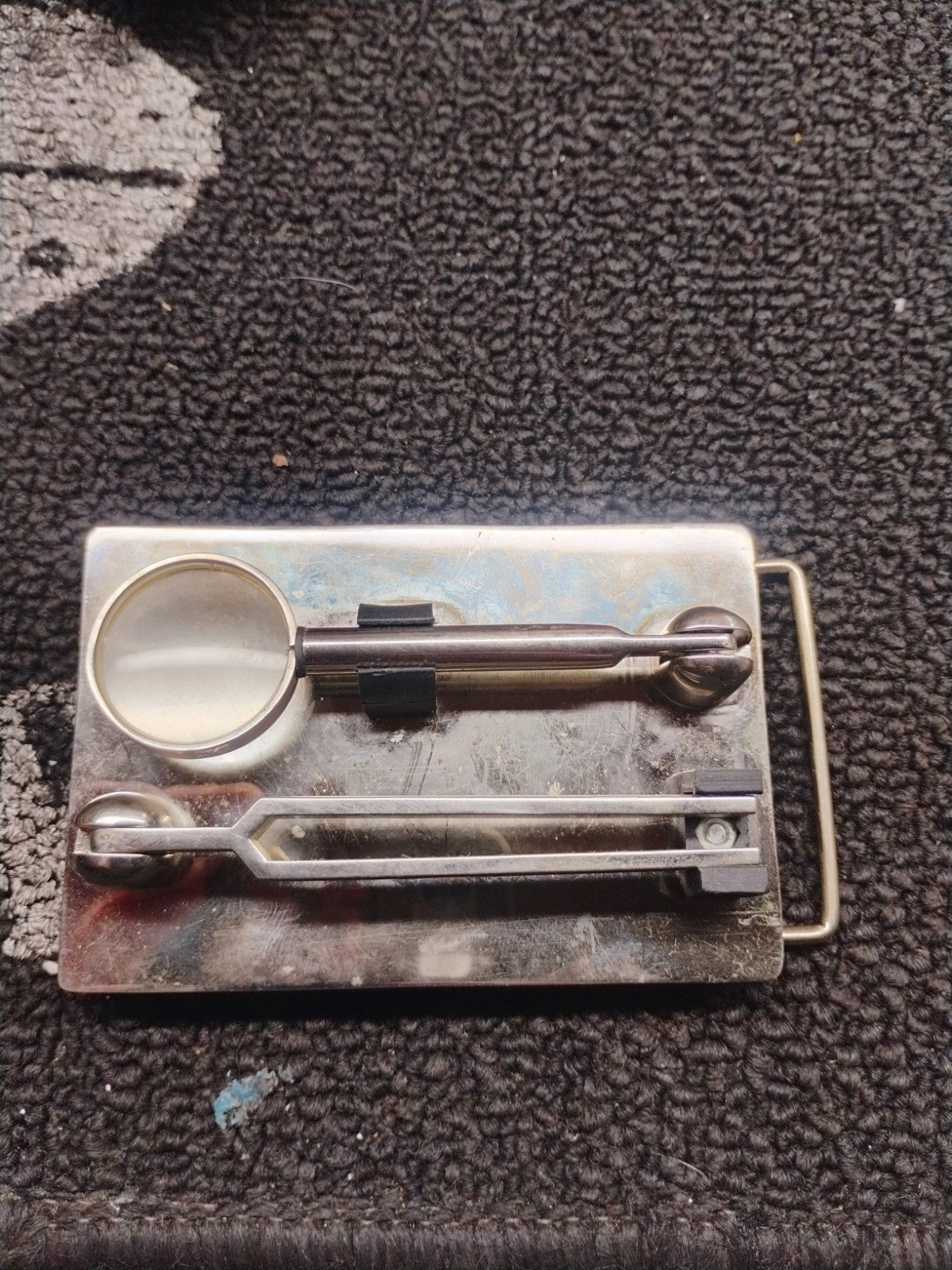 Vintage Magnifying Glass & Tweezers Novelty Belt Buckle Jeweler Watchmaker