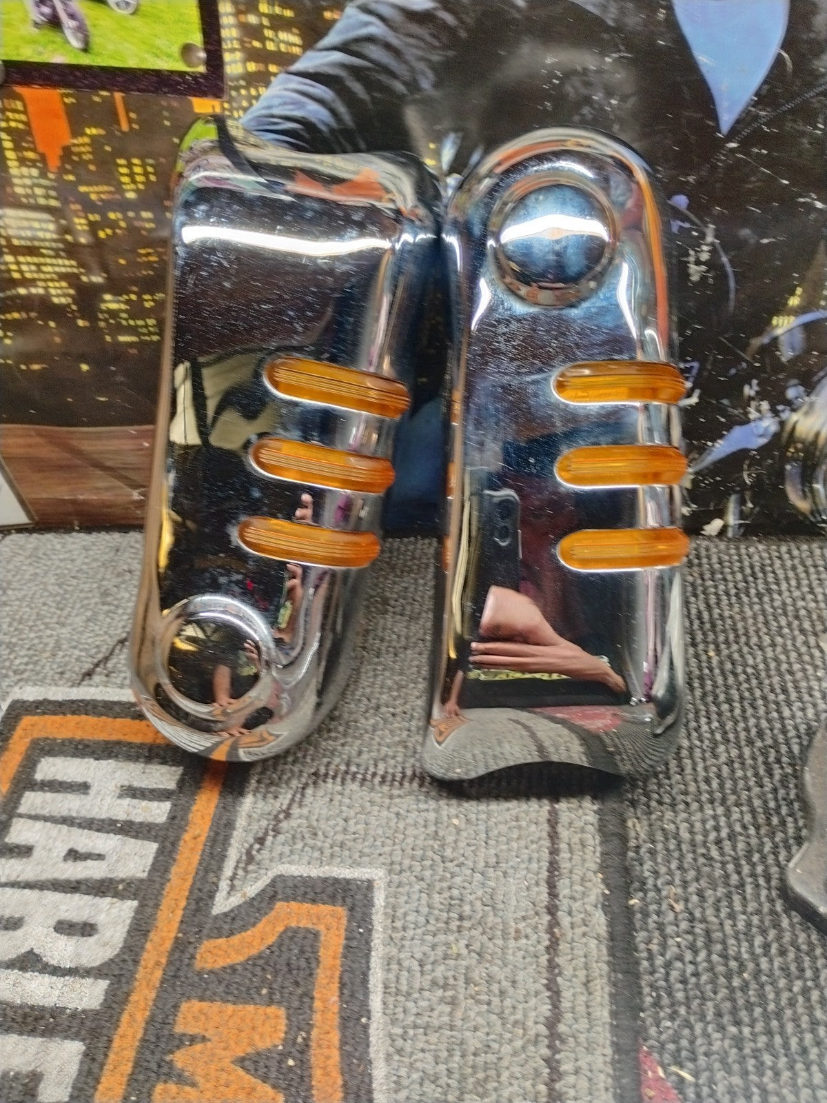 HARLEY DAVIDSON TOURING FLH LOWER FORK COVER SLIDER W/ RUNNING LIGHTS